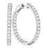 14K White Gold Round Diamond Hoop Inside Outside Earrings 4.00 Cttw - Gold Americas