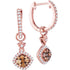 14K Rose Gold Round Cognac-brown Color Enhanced Diamond Hoop Square Dangle Earrings 1/2 Cttw - Gold Americas