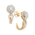 14K Yellow Gold Round Diamond J Half Hoop Cluster Earrings 3/4 Cttw - Gold Americas