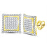 10K Yellow Gold Mens Round Diamond Square Kite Cluster Stud Earrings 1.00 Cttw - Gold Americas