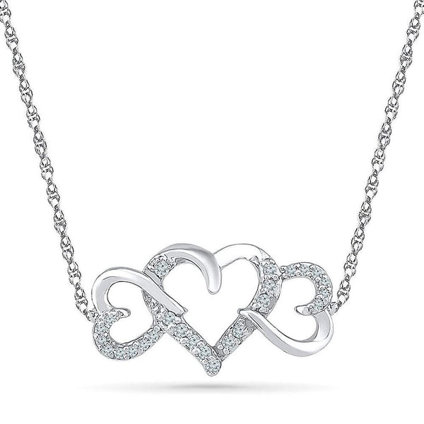 Sterling Silver Diamond Triple Heart Bracelet 1/10 Cttw