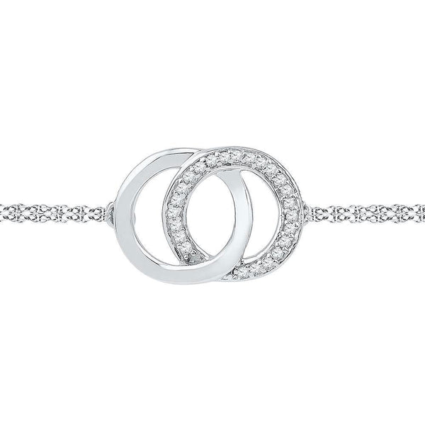 10K White Gold Diamond Linked Circles Bracelet 1/12 Cttw - Gold Americas