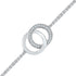 Sterling Silver Diamond Linked Double Circle Fashion Bracelet 1/12 Cttw