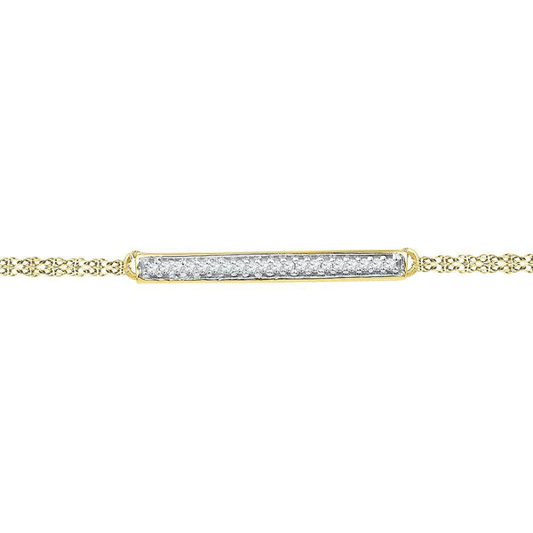 10K Yellow Gold Diamond Single Row Bar Fashion Bracelet 1/12 Cttw