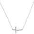 10K White Gold Womens Round Diamond Horizontal Cross Pendant Necklace 1/10 Cttw