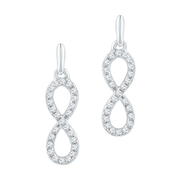 10K White Gold Round Diamond Infinity Dangle Earrings 1/4 Cttw - Gold Americas