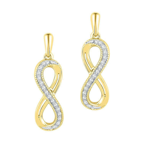 10K Yellow Gold Round Diamond Infinity Dangle Earrings 1/10 Cttw - Gold Americas