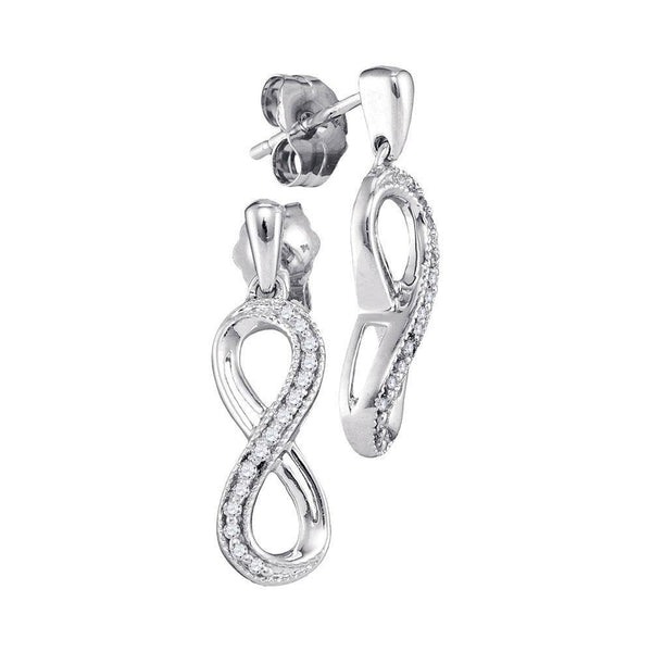 10K White Gold Round Diamond Infinity Dangle Earrings 1/10 Cttw - Gold Americas