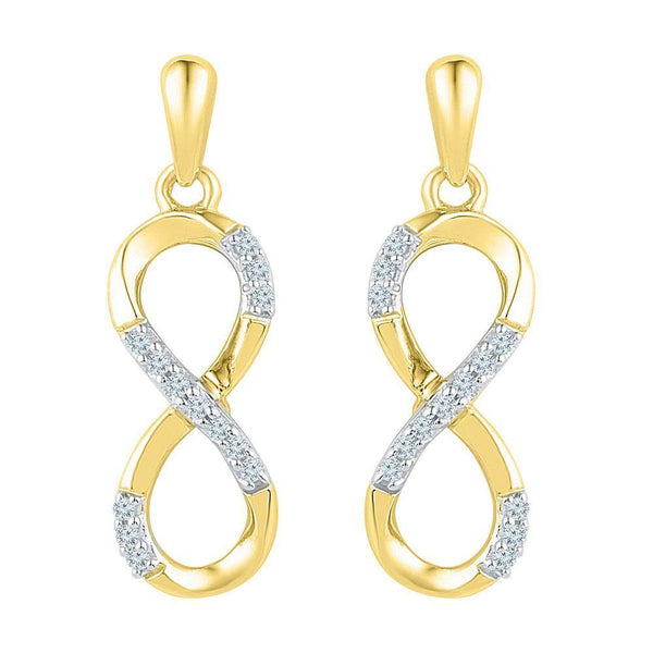 10k Yellow Gold Round Diamond Infinity Dangle Screwback Earrings 1/10 Cttw - Gold Americas