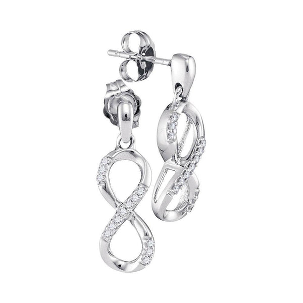 10k White Gold Round Diamond Infinity Dangle Screwback Earrings 1/10 Cttw - Gold Americas
