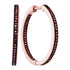 10K Rose Gold Round Red Color Enhanced Diamond Single Row Hoop Earrings 1/3 Cttw - Gold Americas