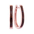 10K Rose Gold Round Red Color Enhanced Diamond Oblong Hoop Earrings 1/10 Cttw - Gold Americas