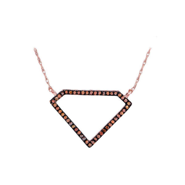 10K Rose Gold Womens Round Red Color Enhanced Diamond Gem Shape Necklace 1/8 Cttw - Gold Americas