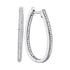 10K White Gold Round Diamond Oblong Oval Hoop Earrings 1/3 Cttw - Gold Americas