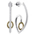 10K White Gold Round Green Color Enhanced Diamond J Hoop Oval Dangle Earrings 1/4 Cttw - Gold Americas
