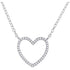 10K White Gold Womens Round Diamond Heart Pendant Necklace 1/10 Cttw