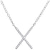 10K White Gold Womens Round Diamond Letter X Cross Pendant Necklace 1/10 Cttw