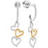 10K Two-tone White Gold Round Diamond Dangling Triple Heart Earrings 1/4 Cttw - Gold Americas