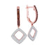 10K Rose Gold Round Red Color Enhanced Diamond Square Dangle Hoop Earrings 3/8 Cttw - Gold Americas