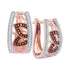 10K Rose Gold Round Red Color Enhanced Diamond Floral Milgrain Hoop Earrings 1/3 Cttw - Gold Americas