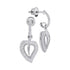 10K White Gold Round Diamond Milgrain Heart Dangle Screwback Earrings 3/8 Cttw - Gold Americas