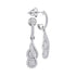 10K White Gold Round Diamond Dangle Cluster Screwback Earrings 3/8 Cttw - Gold Americas