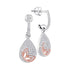 10K White Gold Round Diamond Teardrop Rose-tone Butterfly Dangle Earrings 3/8 Cttw - Gold Americas