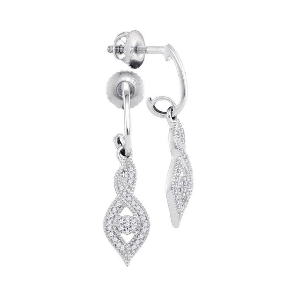 10K White Gold Round Diamond Oval Nested Cluster Dangle Earrings 1/6 Cttw - Gold Americas