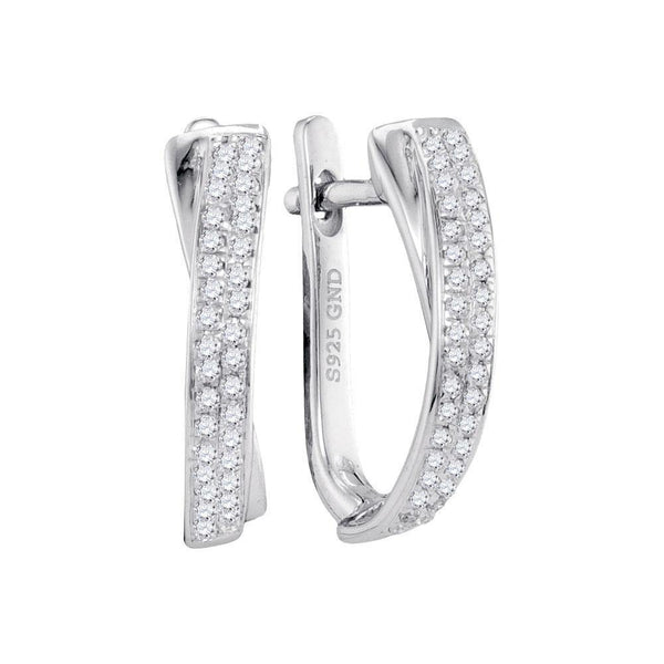 10K White Gold Round Pave-set Diamond Hoop Earrings 1/6 Cttw - Gold Americas