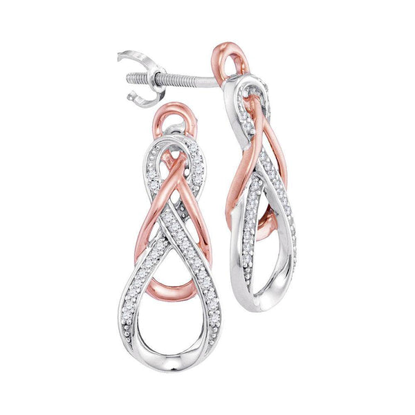  Gold Round Diamond Linked Infinity Stud Earrings