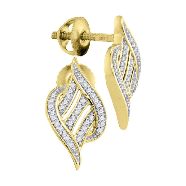 Gold Round Diamond Striped Cascading Stud Earrings