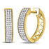 10K Yellow Gold Round Diamond Triple Row Pave Hoop Earrings 1/3 Cttw - Gold Americas