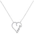 10K White Gold Womens Round Diamond Heart Pendant Necklace 1/12 Cttw