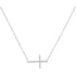 10K White Gold Womens Round Diamond Sideways Horizontal Cross Religious Pendant Necklace 1/20 Cttw
