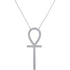10K White Gold Womens Round Diamond Ankh Cross Religious Pendant Necklace with 18" Chain 1/4 Cttw