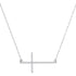 10K White Gold Womens Round Diamond Horizontal Cross Pendant Necklace 1/8 Cttw