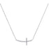 10K White Gold Womens Round Diamond Small Horizontal Cross Pendant Necklace 1/20 Cttw