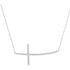 10K White Gold Womens Round Diamond Horizontal Curved Cross Pendant Necklace 1/6 Cttw