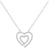 10K White Gold Womens Round Diamond Double Heart Pendant Necklace 1/5 Cttw