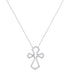 10K White Gold Womens Round Diamond Flared Cross Pendant Necklace 1/4 Cttw