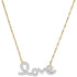 10K Yellow Gold Womens Round Diamond Love Pendant Necklace 1/6 Cttw
