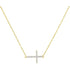 10K Yellow Gold Womens Round Diamond Sideways Horizontal Cross Pendant Necklace 1/20 Cttw