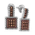 Sterling Silver Round Cognac-brown Color Enhanced Diamond Square Cluster Earrings 1/5 Cttw - Gold Americas