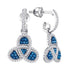 10K White Gold Round Blue Color Enhanced Diamond Trefoil Dangle Earrings 1/2 Cttw - Gold Americas