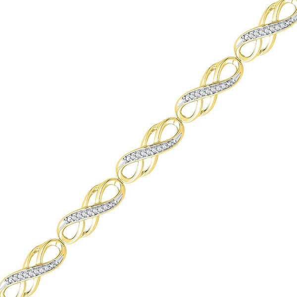10K Yellow Gold Diamond Infinity Bracelet 1/4 Cttw