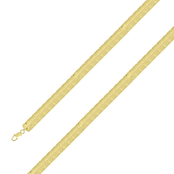 925 Sterling Silver 9mm Gold Plated Herring Bone Chain Size- 9" - Gold Americas
