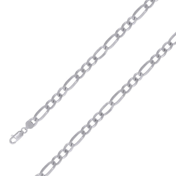 925 Sterling 9mm Silver Rhodium Plated Figaro Chain Size- 9" - Gold Americas