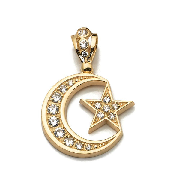 10K Yellow Gold Moon and Star Fashion Pendant 6.60 Grams - Jawa Jewelers