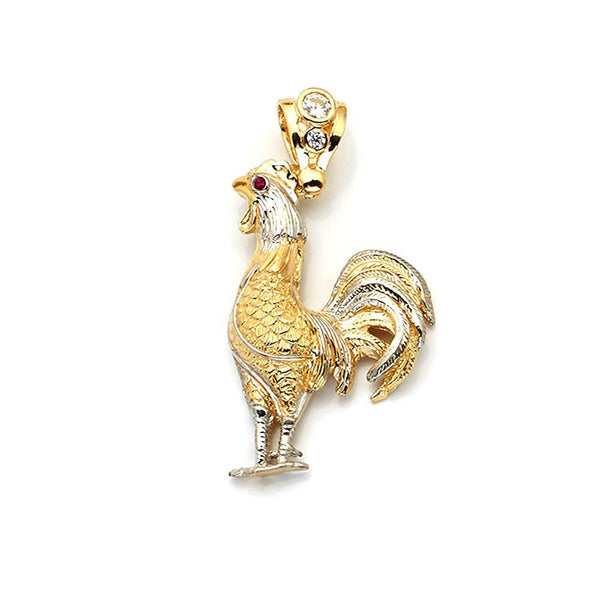 10K Yellow Gold  10.80 Grams Fashion Rooster Pendant - Jawa Jewelers
