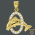 10kt Yellow Gold Round Cubic Zirconia CZ Dolphin Animal Fashion Charm Pendant, Pendants, Silverine, Jawa Jewelers